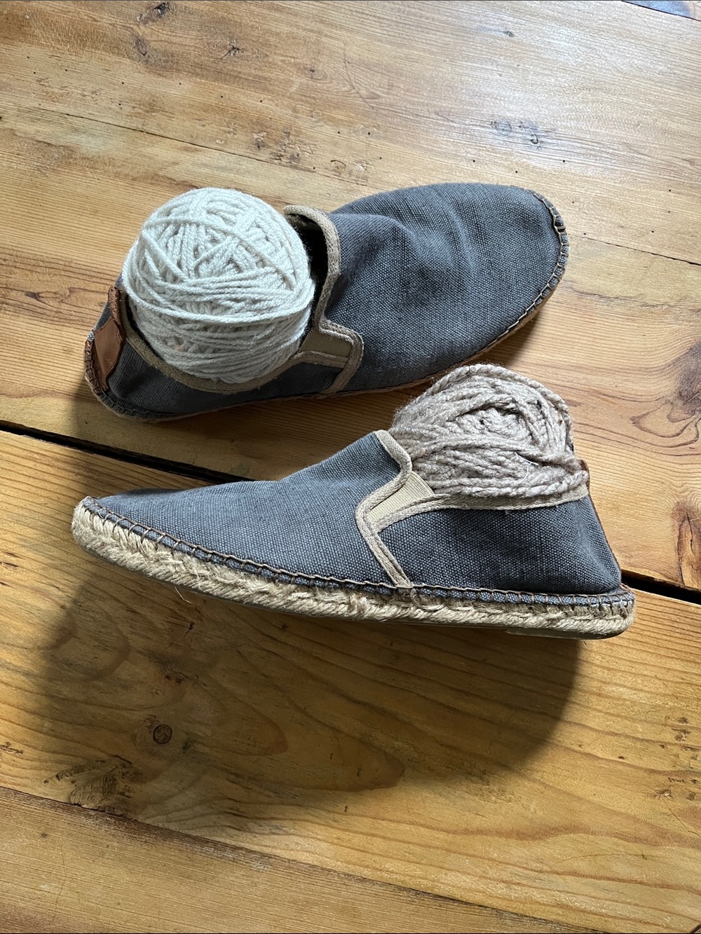 TONI PONS 44 Grey Jute Espadrille Slip On Shoes Beach Summer